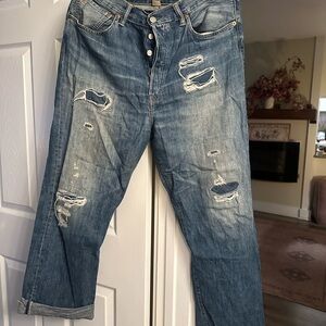 RRL Ralph Lauren Distressed Relaxed Fit Jeans – Light Wash (Size 31)